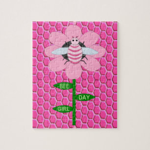Puzzle Joyeuse Bee Day Girl rose Anniversaire Bumblebee