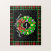 Puzzle Joyeuse couronne de Noël Personnalisez Red Green P (Vertical)