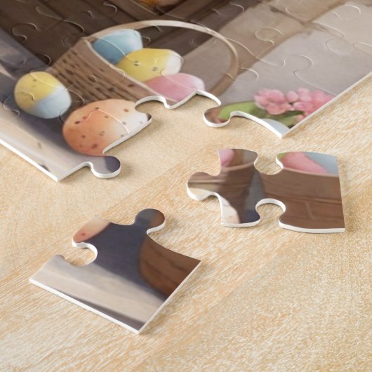 Puzzle Joyeuse Easter Bunny Egg Market aquarelle (Côté)