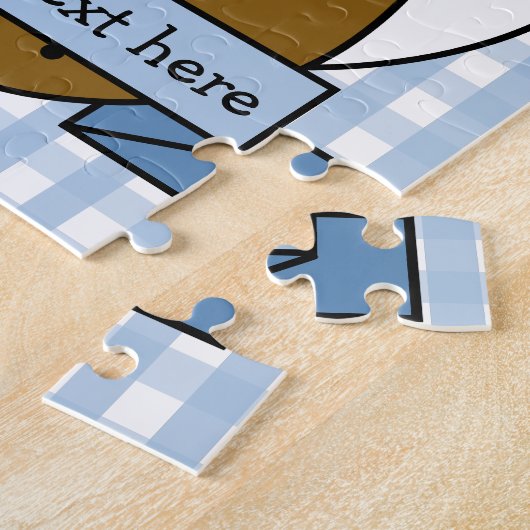 Puzzle Joyeuse Pomme de terre En vichy bleu personnalisé (Côté)