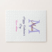 Puzzle Joyeuse Saint-Valentin pastel violet monogramme ro (Horizontal)
