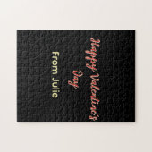 Puzzle Joyeuse Saint-Valentin rouge noir de nom stylé (Horizontal)