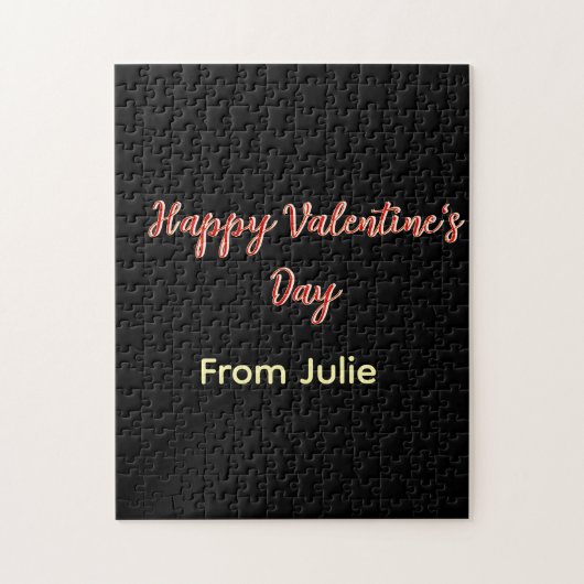 Puzzle Joyeuse Saint-Valentin rouge noir de nom stylé (Vertical)