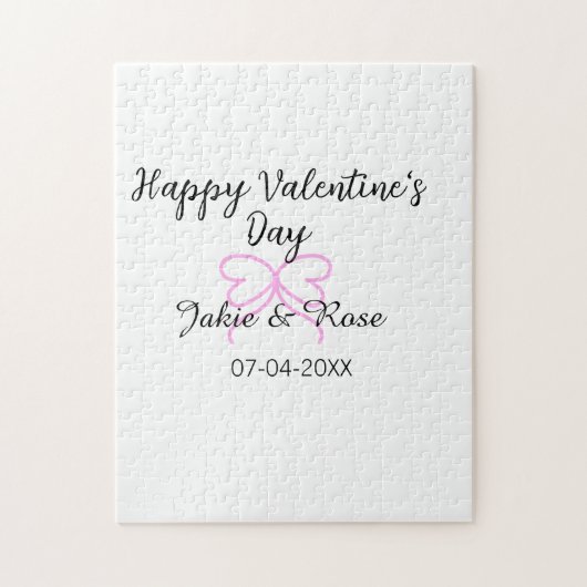 Puzzle Joyeuse Saint-Valentin ruban bow nom date sty (Vertical)