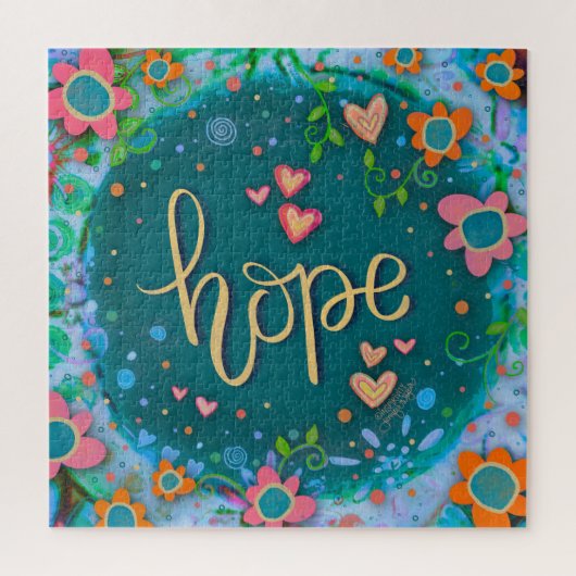 Puzzle Joyeuse tendance Hope Heart Floral Inspirivity (Vertical)