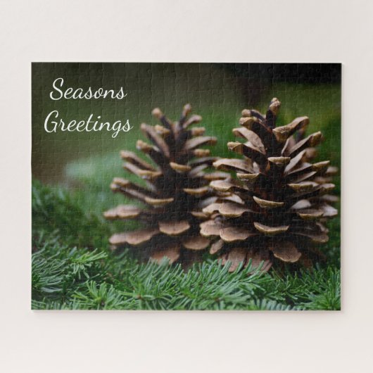 Puzzle Joyeuses Fêtes de Pine Cone (Horizontal)