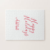 Puzzle Joyeuses fêtes Noël calligraphie rouge simple mi (Horizontal)