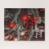 Puzzle Joyeuses fêtes Ornements de Noël accrochés à l'arb (Horizontal)
