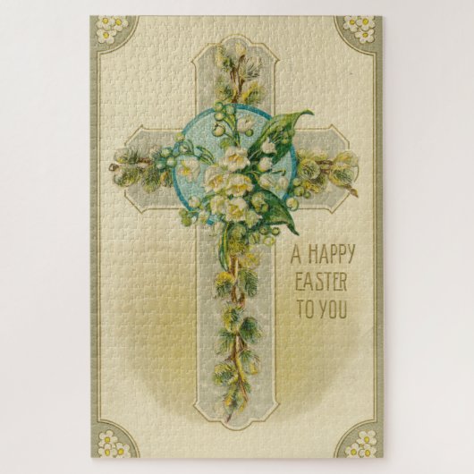 Puzzle Joyeuses Pâques à Vous - Carte Postale Antique, (Vertical)