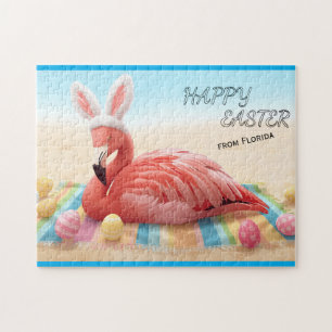 Puzzle Joyeuses Pâques de Florida Flamingo Bunny sur la p