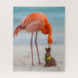 Puzzle Joyeuses Pâques de Floride Flamingo sur la plage