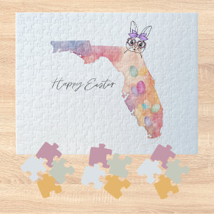 Puzzle Joyeuses Pâques de Floride Pastel Eggs et Lapin