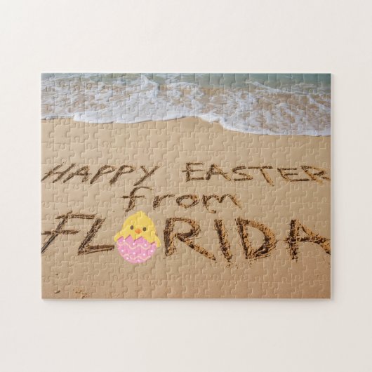 Puzzle Joyeuses Pâques depuis Floride Écrit dans le Sable (Horizontal)
