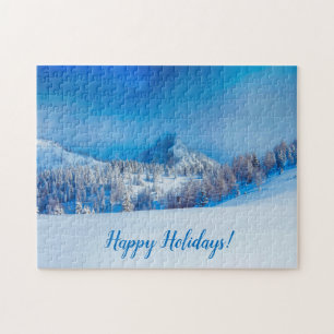 Puzzle Joyeuses vacances d'hiver bleu