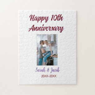 Puzzle Joyeux 10e anniversaire photo mariage nom du coupl
