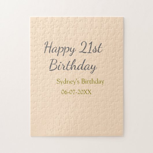 Puzzle Joyeux 21e anniversaire nom date gris orange paste (Vertical)