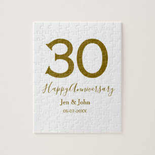 Puzzle Joyeux 30e anniversaire nom date golden bold lette