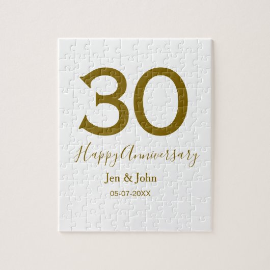 Puzzle Joyeux 30e anniversaire nom date golden bold lette (Vertical)