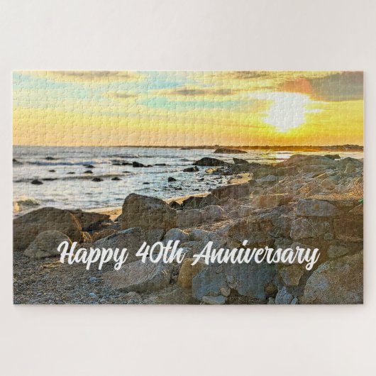 Puzzle Joyeux 40e Anniversaire Photo de Coucher de Soleil (Horizontal)