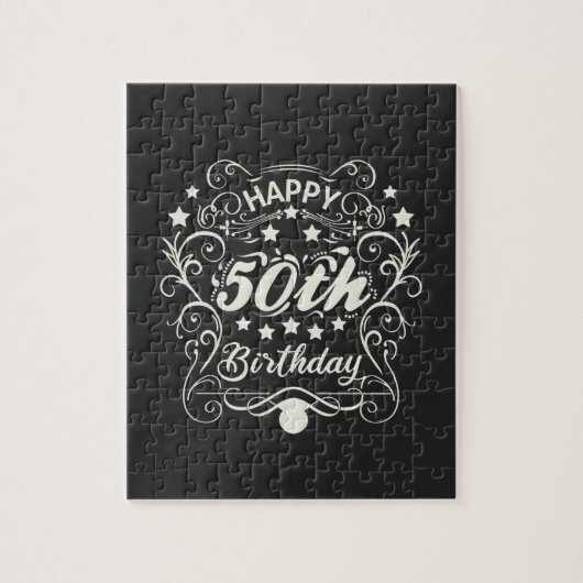 Puzzle Joyeux 50e anniversaire décoratif. (Vertical)