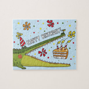 Puzzle Joyeux anniversaire amusant Crocodile dessin de de