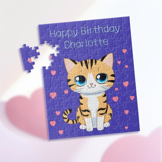 Puzzle Joyeux anniversaire avec nom Modèle Kids Cat Puzzl