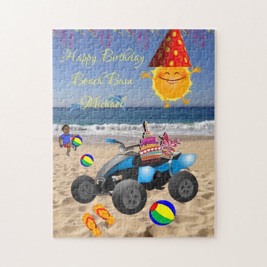 Puzzle Joyeux Anniversaire Beach Bum Cake African Boy San (Vertical)