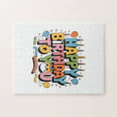 Puzzle Joyeux Anniversaire Chat Mignon (Horizontal)