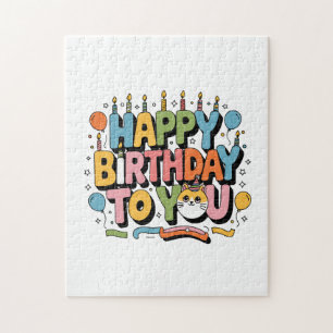 Puzzle Joyeux Anniversaire Chat Mignon