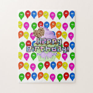 Puzzle Joyeux Anniversaire Colorful Balloons Cupcake