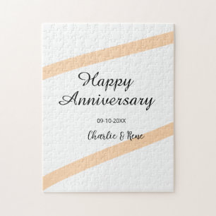 Puzzle Joyeux anniversaire de mariage lignes pastel orang