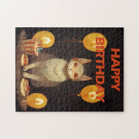 Puzzle Joyeux anniversaire ! - fête du chat (Horizontal)