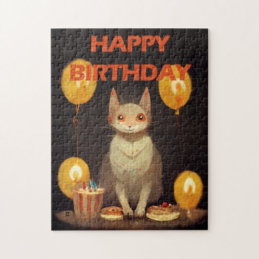 Puzzle Joyeux anniversaire ! - fête du chat (Vertical)