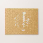 Puzzle Joyeux anniversaire or blanc 10 ans nom date (Horizontal)