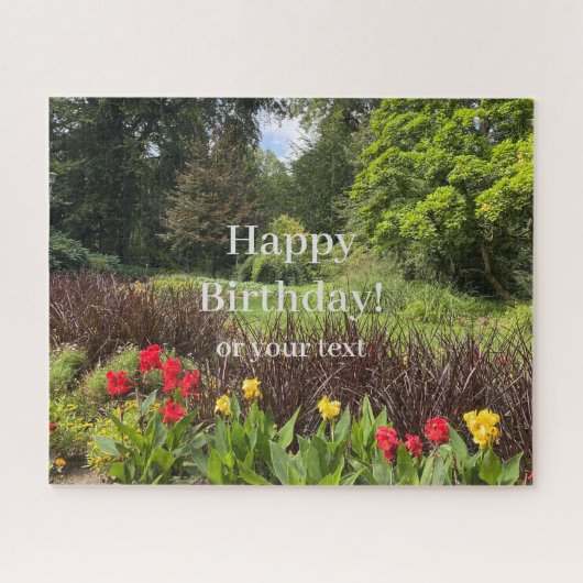 Puzzle Joyeux anniversaire ou votre texte Fleurs du Parc  (Horizontal)