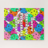 Puzzle Joyeux Anniversaire Pickleball Ballons Confetti Bl (Horizontal)