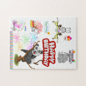 Puzzle Joyeux Anniversaire Vache Cupcake Panda Ours Seal (Horizontal)