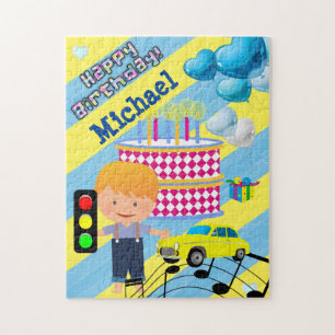 Puzzle Joyeux Ballons d'anniversaire Cake Boy Cars