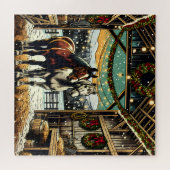 Puzzle Joyeux Chevaux de Cartoon de Noël (Horizontal)