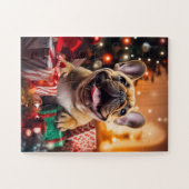 Puzzle Joyeux chien de taureau français le soir de Noël (Horizontal)