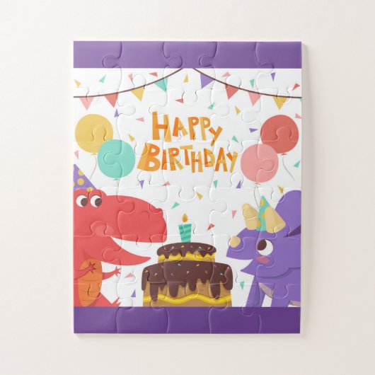 Puzzle Joyeux dinosaures d'anniversaire (Vertical)