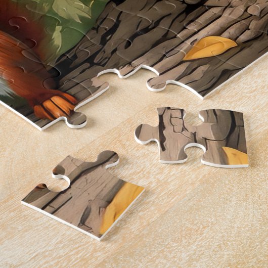 Puzzle Joyeux écureuils rouges dans une maison d'arbres (Côté)