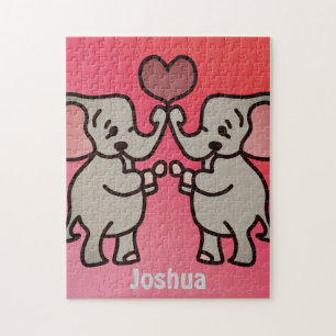 Puzzle Joyeux éléphants minimalistes avec un coeur Amou