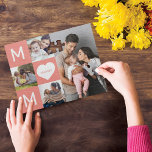 Puzzle Joyeux Fête des Mères Maman, Family Photo Collage<br><div class="desc">Célébrez la journée de la mère avec notre magnifique puzzle photo de famille personnalisée. Le design comporte une mise en page de photos multiples pour ajouter vos propres photos. Le mot "maman" est placé à l'intérieur des carrés roses, personnaliser avec le nom des mamans dans le coeur. Faites un souvenir...</div>