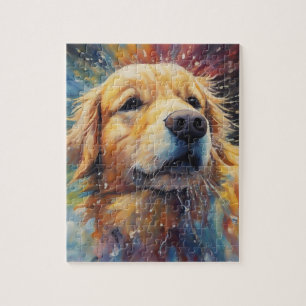 Puzzle Joyeux Golden Retriever Dans L'Eau