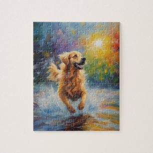 Puzzle Joyeux Golden Retriever Dans L'Eau
