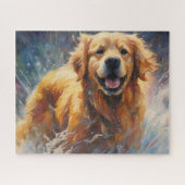 Puzzle Joyeux Golden Retriever Dans L'Eau (Horizontal)