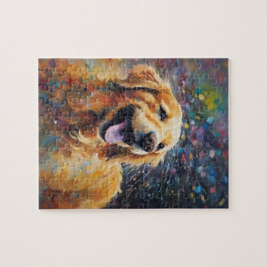 Puzzle Joyeux Golden Retriever Dans L'Eau (Horizontal)
