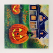 Puzzle Joyeux Halloween - citrouilles devant une maison (Horizontal)