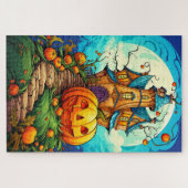 Puzzle Joyeux Halloween | Maison Citrouille et hantée (Horizontal)